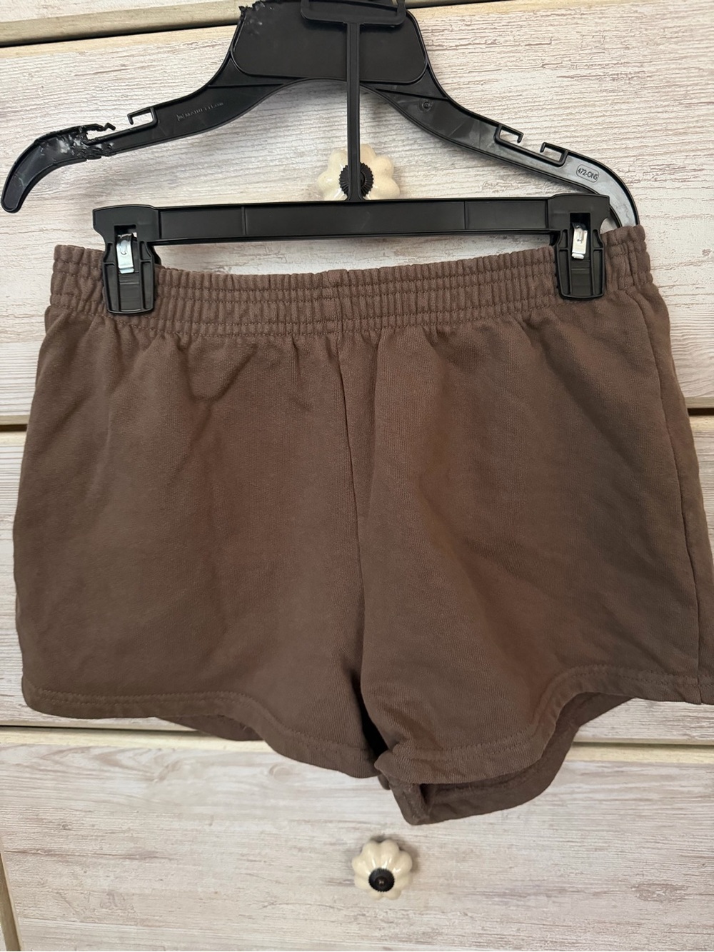 Los Angeles Apparel Everyday Women's Brown Elastic Waist Heavy Fleece Shorts.